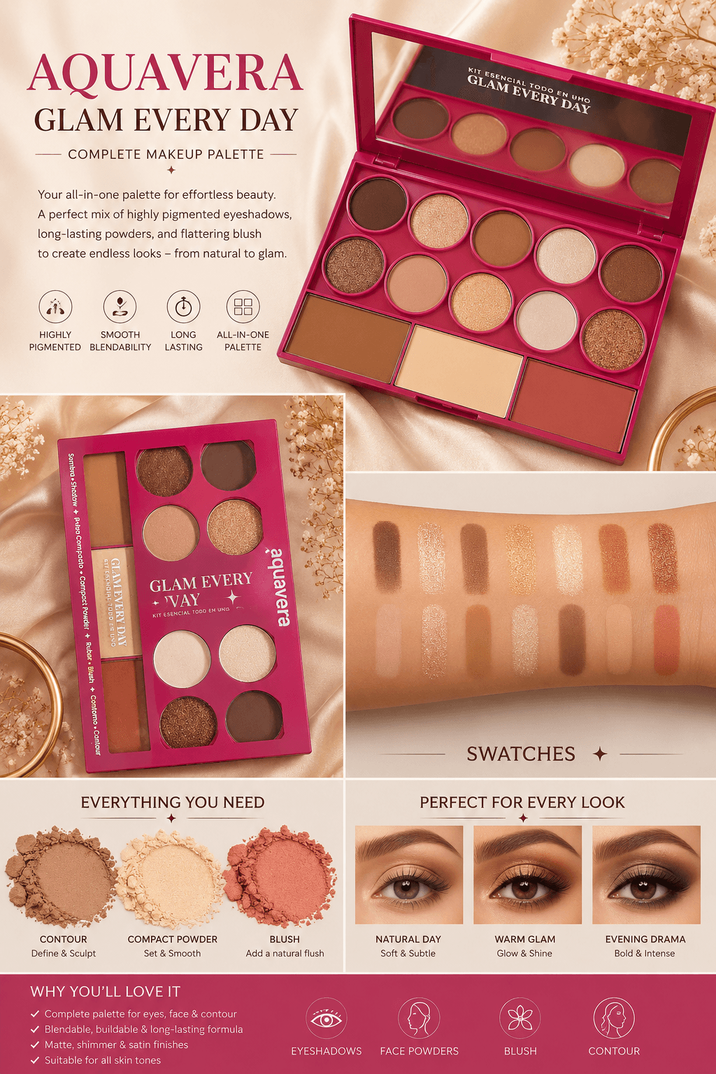 Aquavera Glam Every Day Complete Makeup Palette - Image 1
