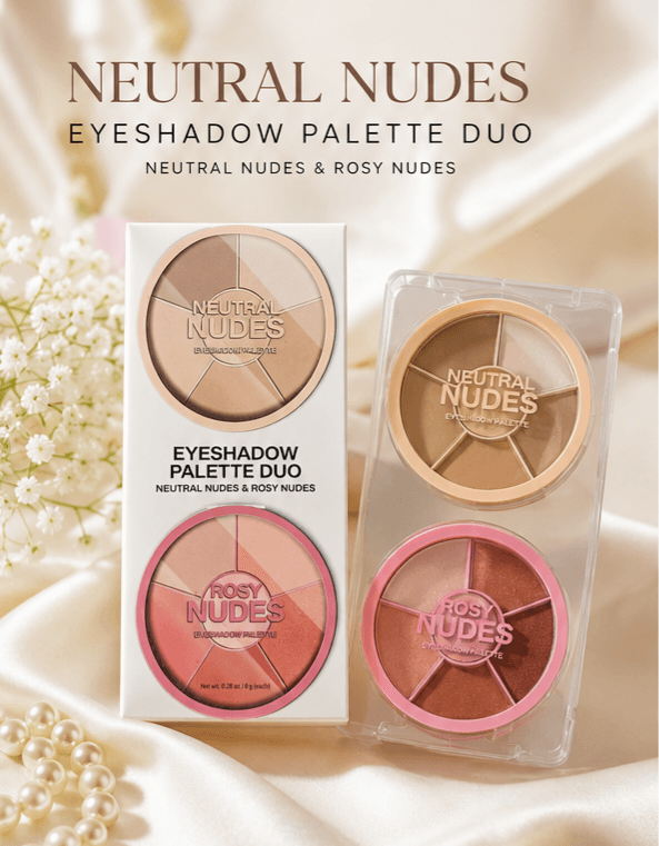 Neutral Nudes Eyeshadow Palette Duo – Neutral Nudes & Rosy Nudes - Image 1